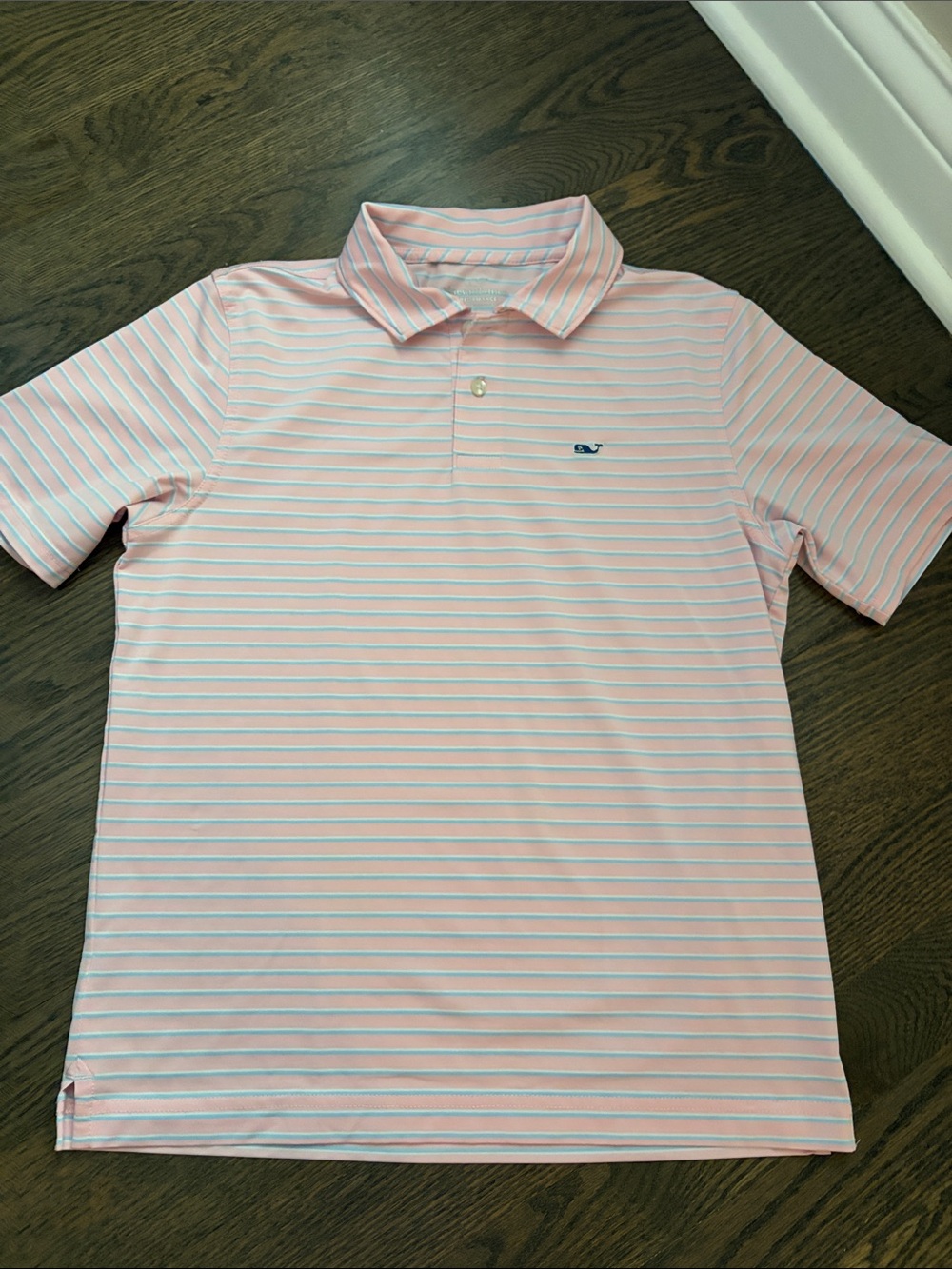 Vineyard Vines Pink and Light Blue Striped Polo